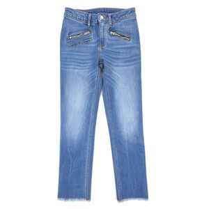 ZADIG & VOLTAIRE Ava Jeans Slim Raw Hem Denim Moto Boho 90s Y2k Grunge Edgy